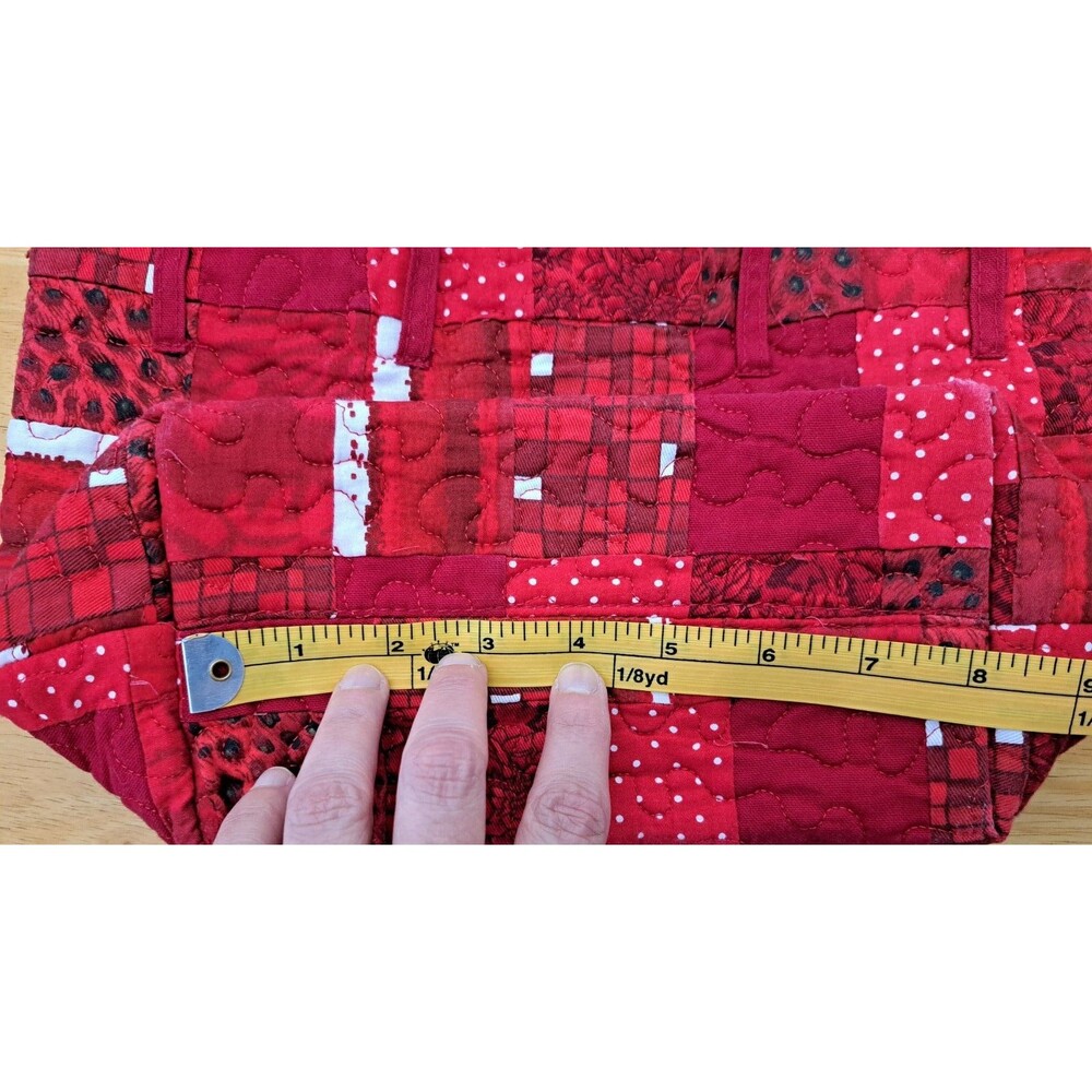 Donna Sharp Red Quilted Patchwork Purse Double Ha… - image 5